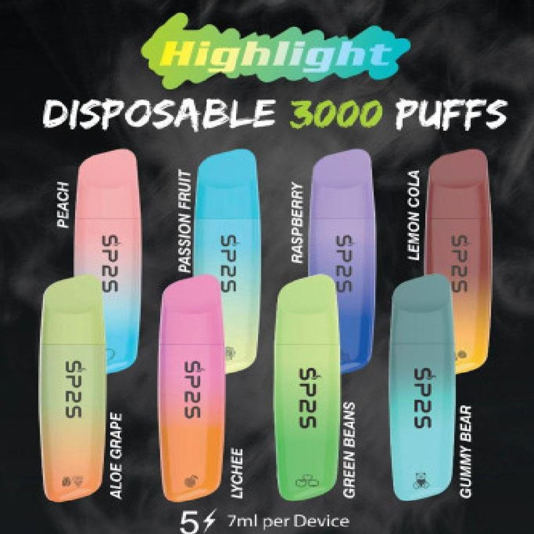 Sp2 Highlight 3000 Puffs Rechargeable Disposable Sgvapedisposable