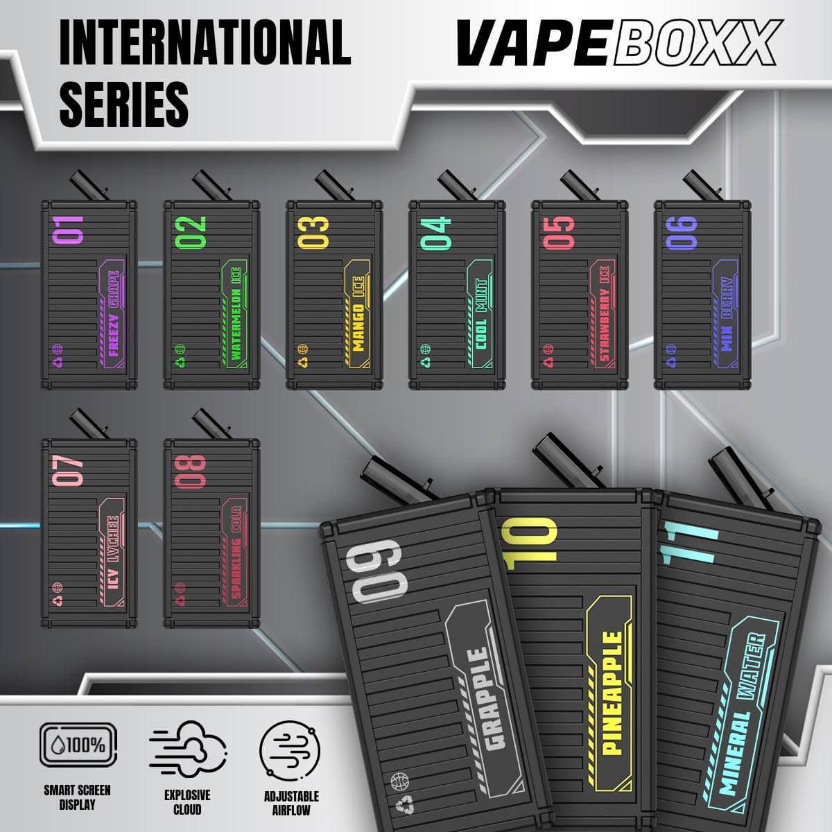 VAPEBOXX 12000 RECHARGEABLE DISPOSABLE (INTERNATIONAL SERIES)