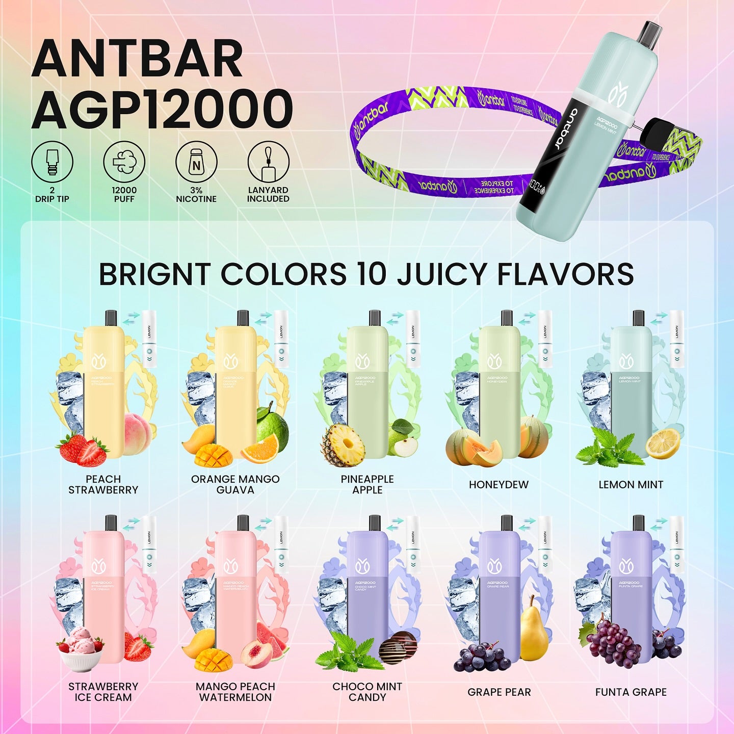 ANTBAR AGP 12000 RECHARGEABLE DISPOSABLE