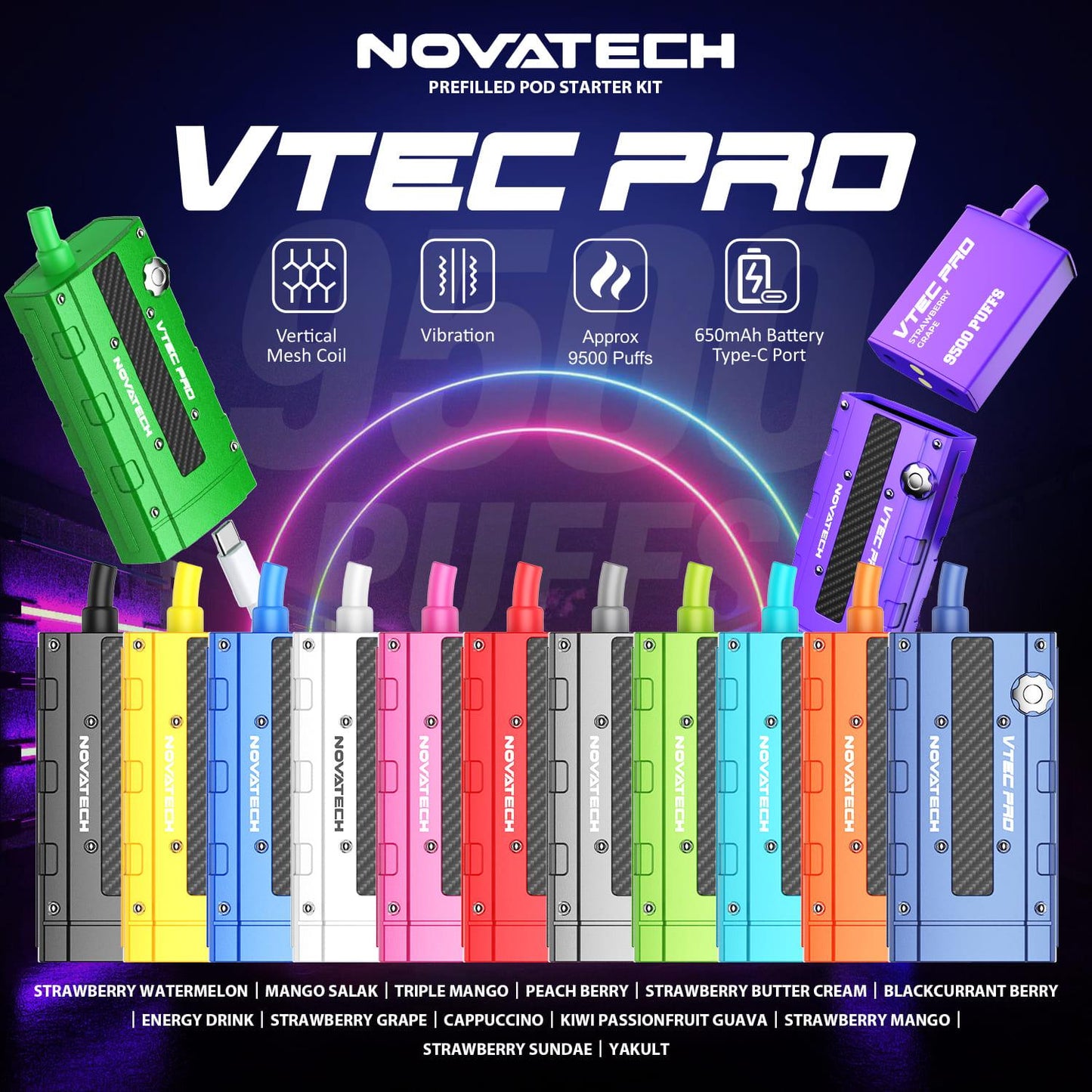 NOVATECH VTEC PRO 9500 RECHARGEABLE DISPOSABLE