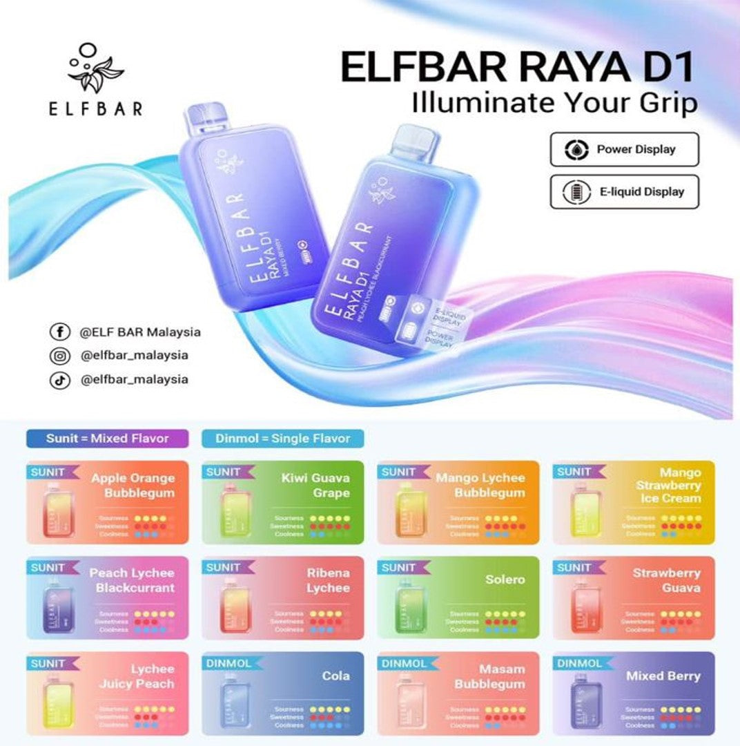 ELFBAR RAYA D1 13000 RECHARGEABLE DISPOSABLE