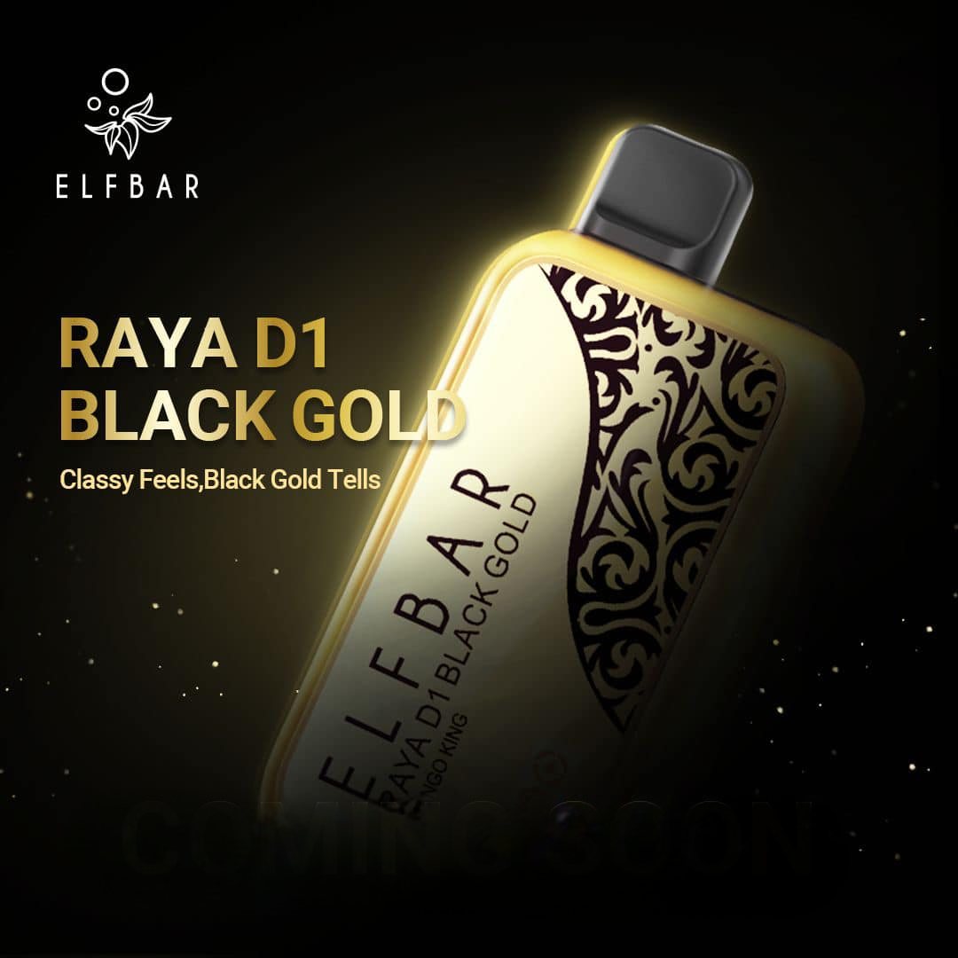 ELFBAR RAYA D1 13000 BLACK GOLD EDITION&nbsp;RECHARGEABLE DISPOSABLE