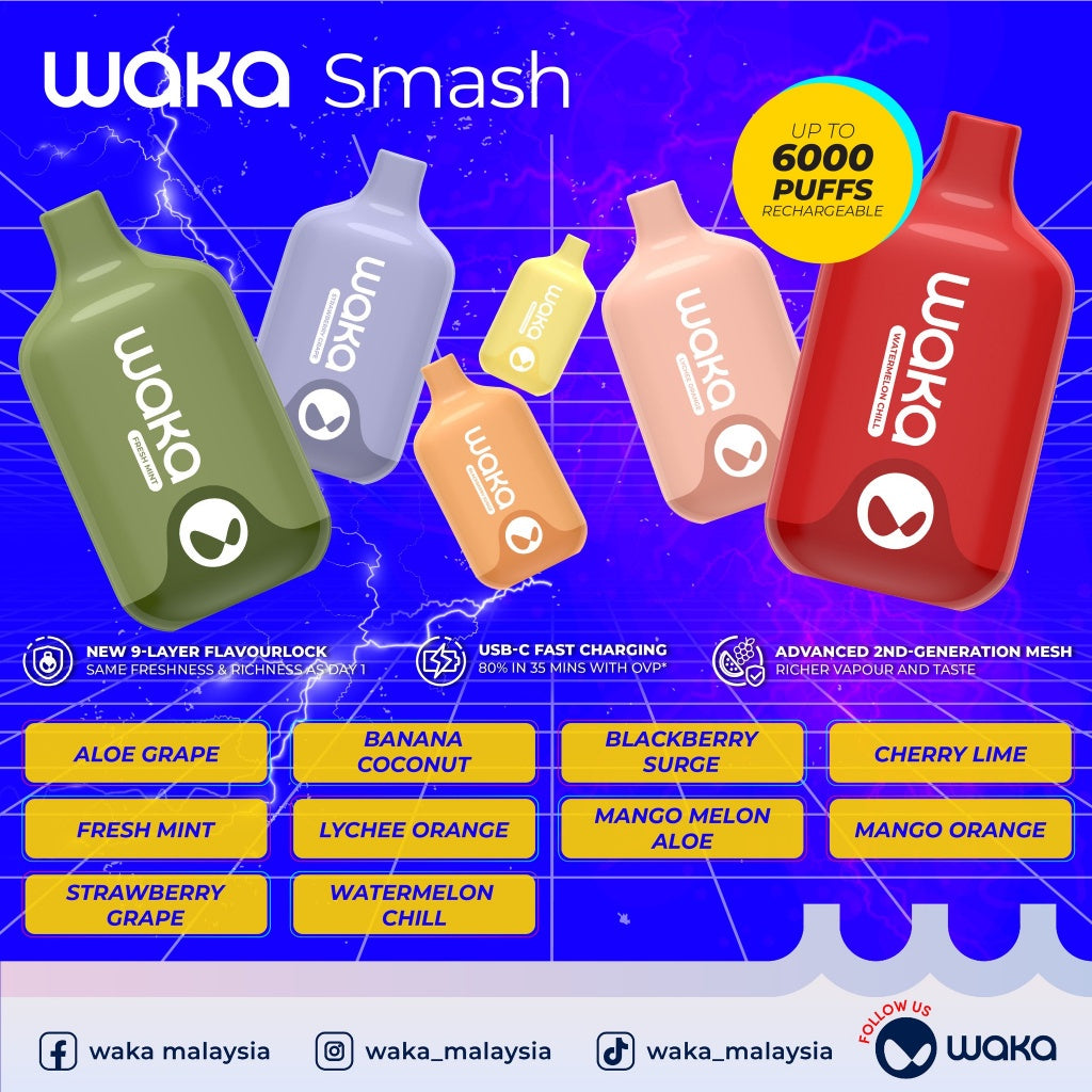 WAKA SMASH 6000 RECHARGEABLE DISPOSABLE