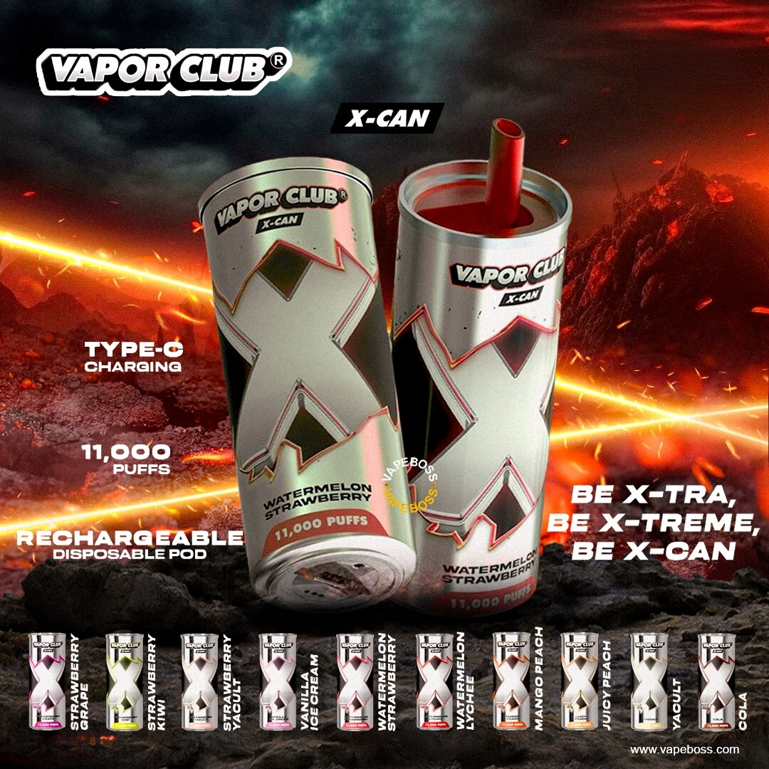 VAPOR CLUB X-CAN 11000 RECHARGEABLE DISPOSABLE