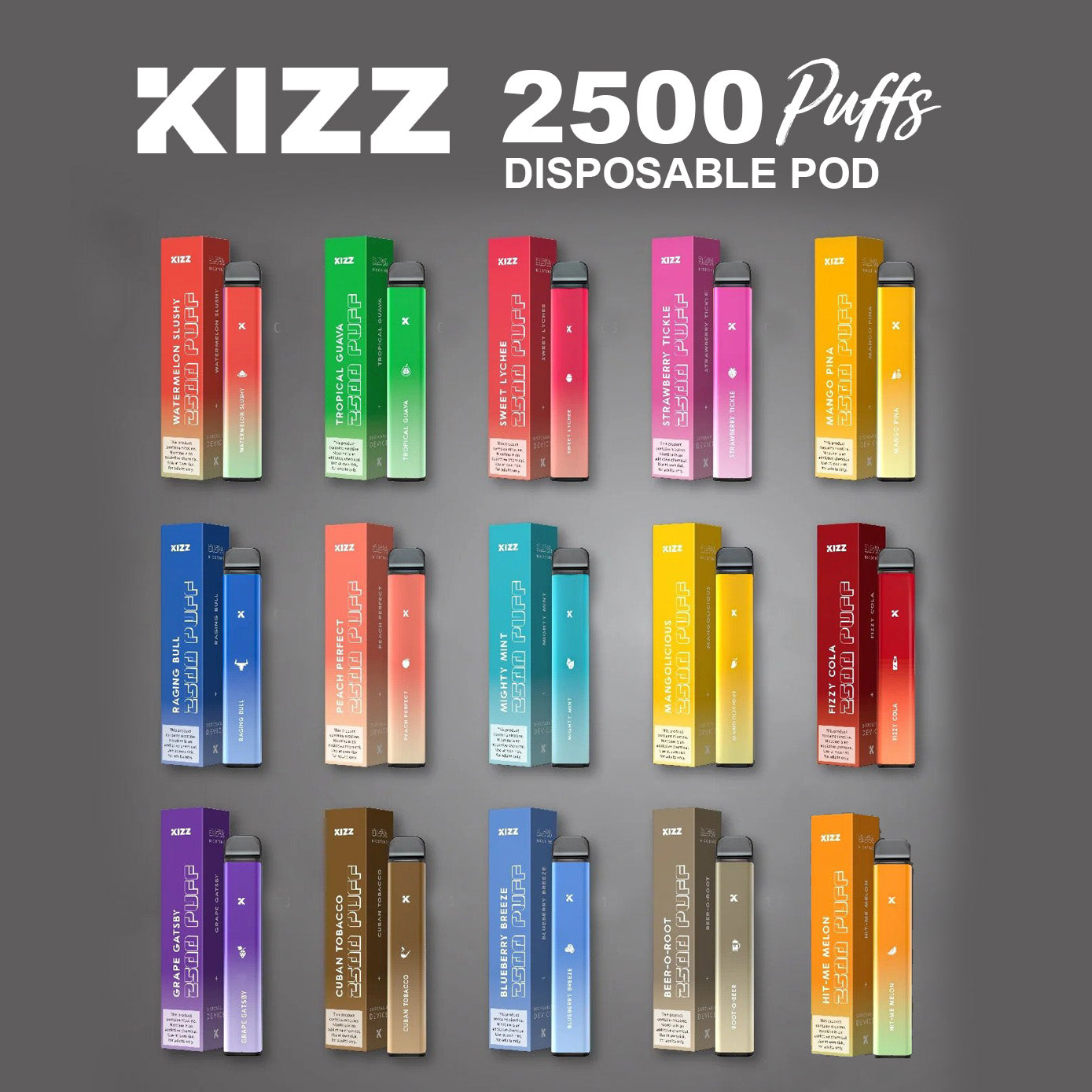 KIZZ PEN 2500 RECHARGEABLE DISPOSABLE